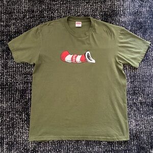 Supreme Cat in The Hat Olive Tee M